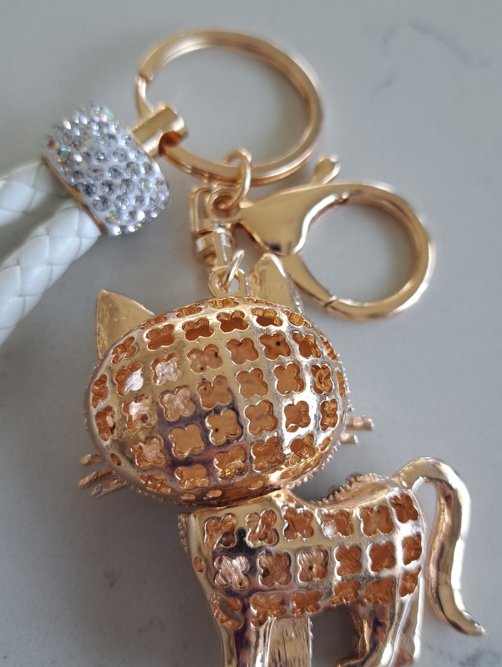 Sparkle Cat Purse Charm, Key Ring, Head Moves! New - Picture 4 of 4